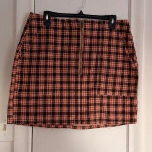Wild Fable Plaid Corduroy Skirt - NWOT-Zip Front Preppy Mini Fall Winter